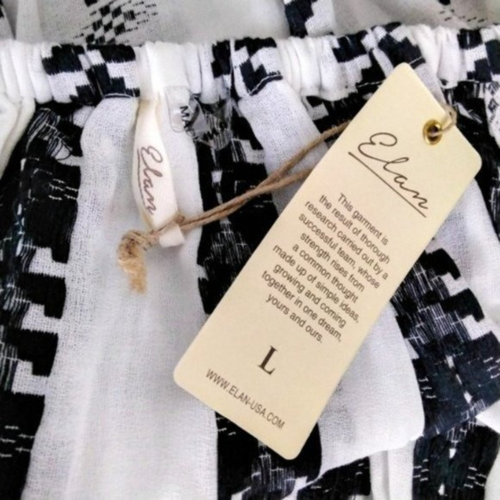 Elan Ruffled Off The Shoulder Cropped Top In Black And White Size M & L - Picture 6 of 9